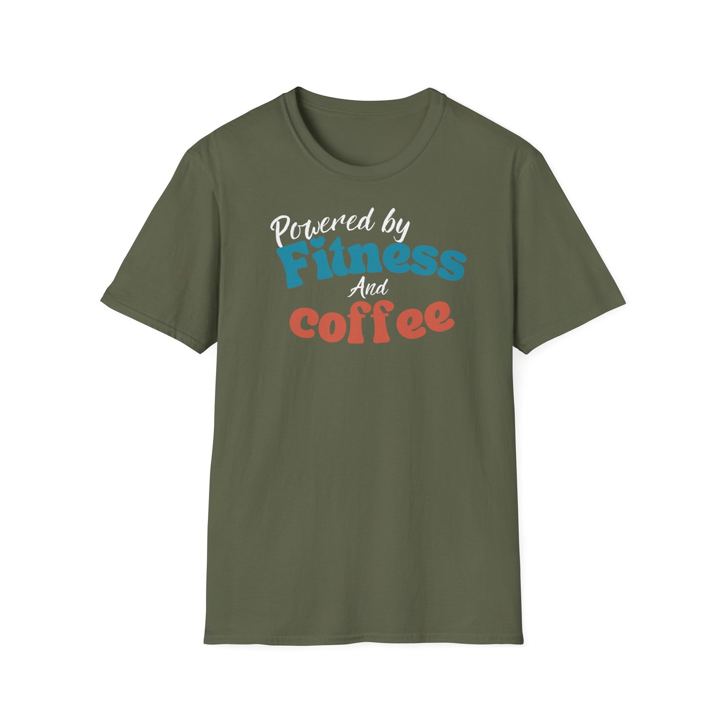 POWERED BY FITNESS AND COFFEE T-SHIRT