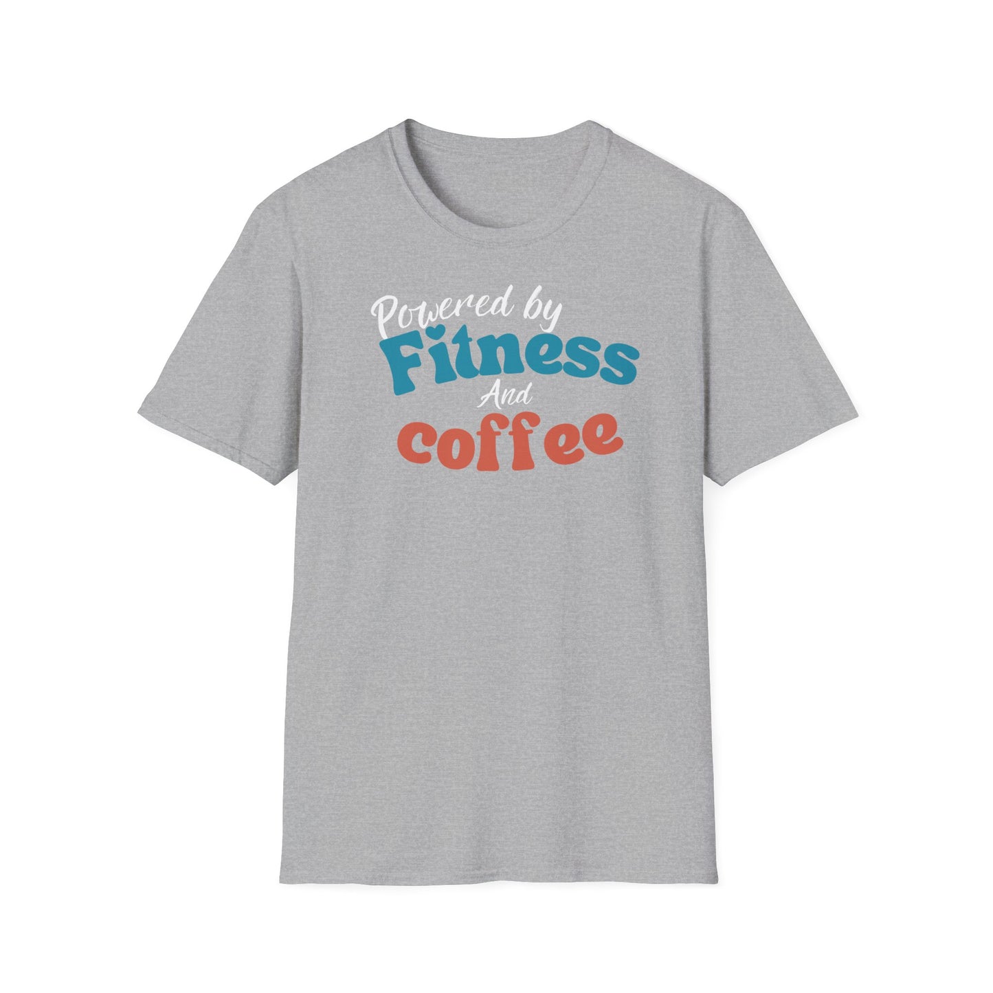 POWERED BY FITNESS AND COFFEE T-SHIRT