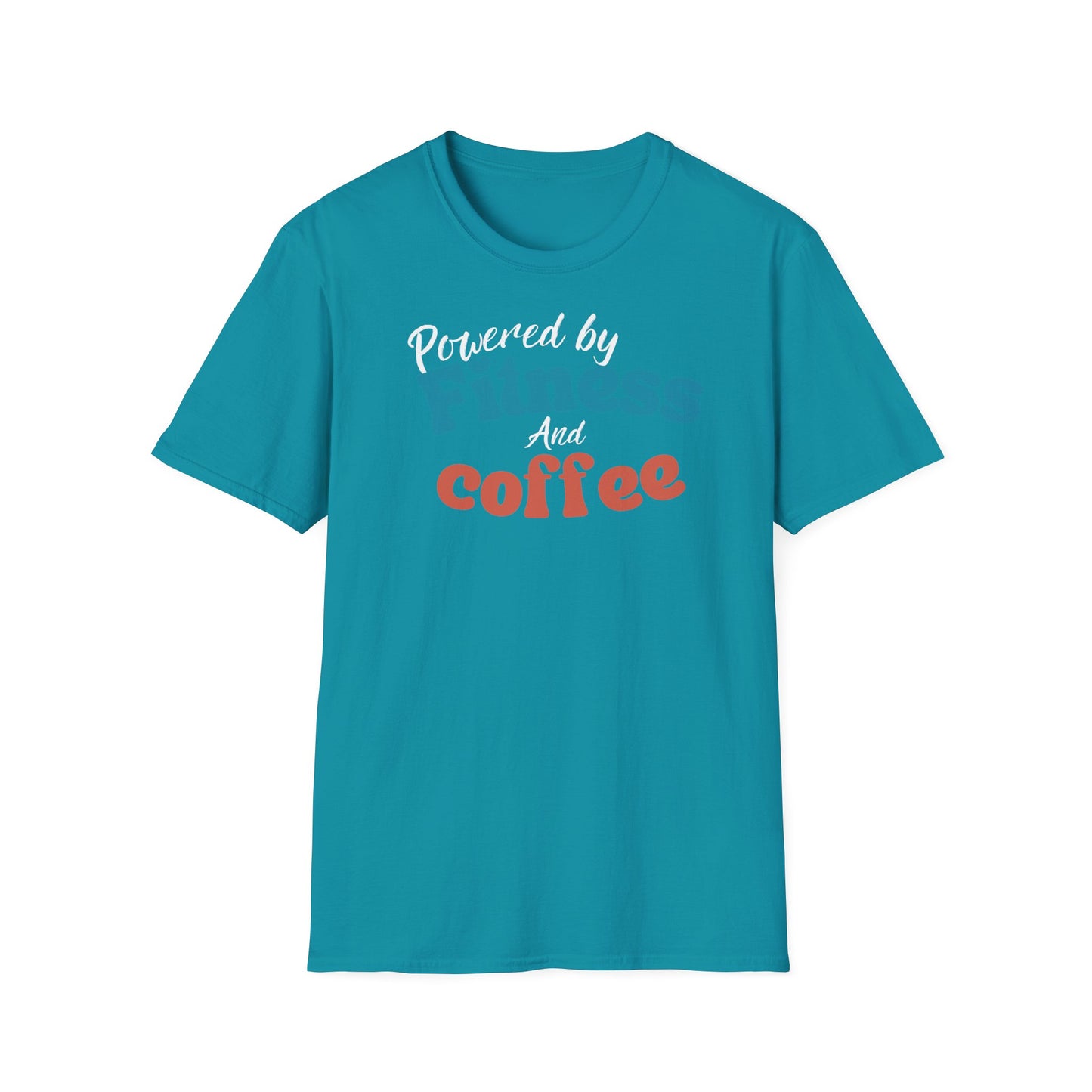 POWERED BY FITNESS AND COFFEE T-SHIRT