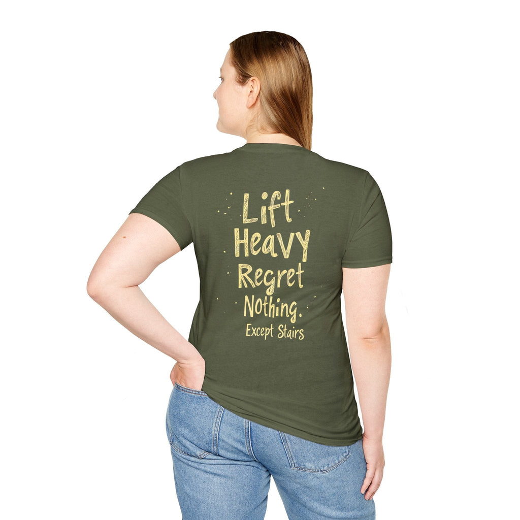 LIFT HEAVY REGRET NOTHING BACK T-SHIRT