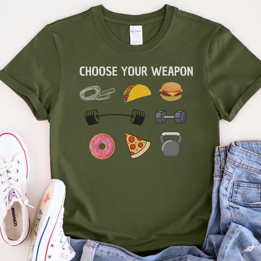 CHOOSE YOUR WEAPON T-SHIRT