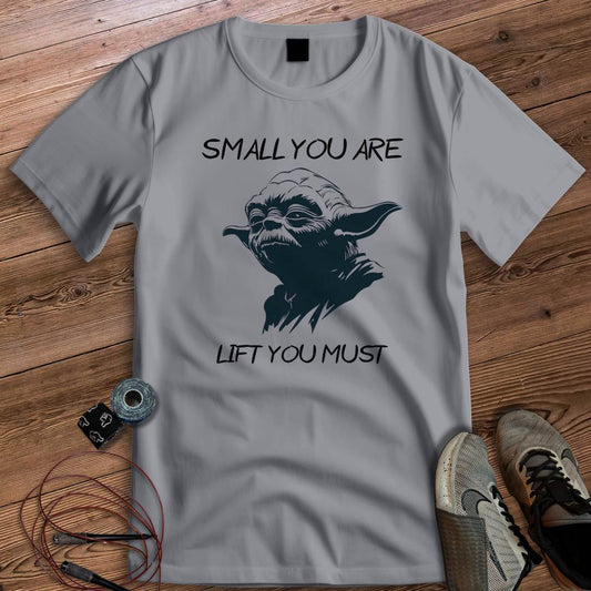YODA: SMALL YOU ARE LIFT YOU MUST T-SHIRT